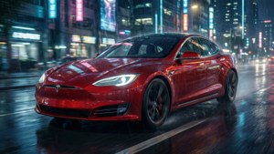 Neon Tesla Night Chase