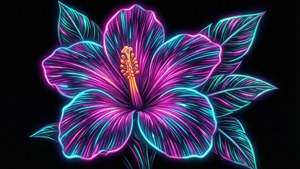 Neon Tropical Bloom