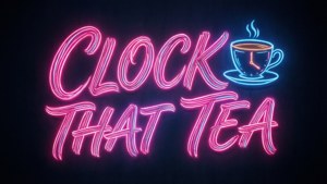 Neon Typography Clock Tea