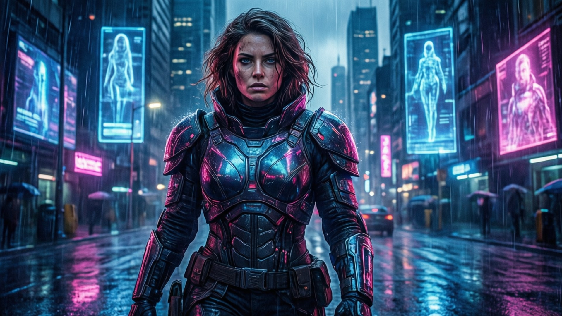 Neon Warrior of Tomorrow by Wallpapers.art Studio