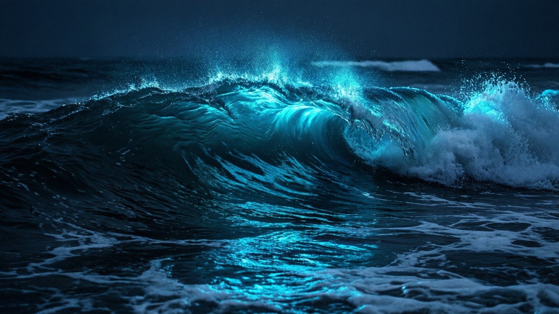 Neon Wave Ocean by Wallpapers.art Studio