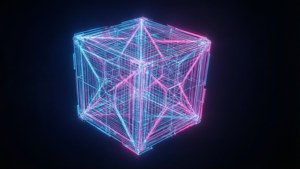 Neon Wireframe Cube