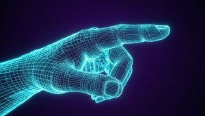 Neon Wireframe Hand
