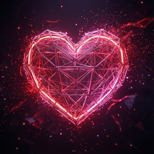 Neon Wireframe Heart