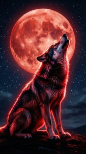 Neon Wolf and Moon