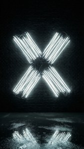 Neon X on Bricks