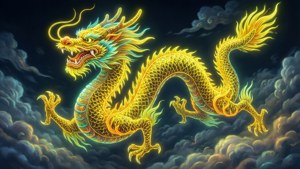 Neon Yellow Chinese Dragon