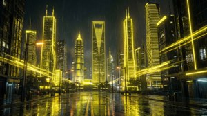 Neon Yellow Cyberpunk City