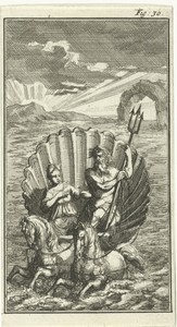Neptunus en Amphitrite op een schelp voortgetrokken door zeepaarden