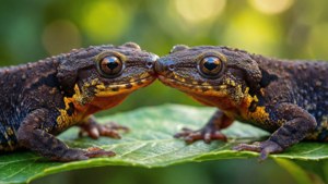 Newt Pair on Leaf
