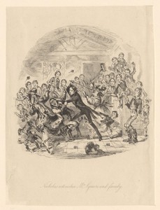 Nicholas Nickleby in gevecht met Wackford Squeers en zijn familie