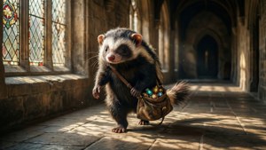 Niffler in Hogwarts Corridor