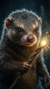 Niffler with Lumos Wand