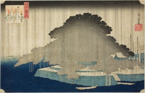 Night Rain at Karasaki (Karasaki no yau), from the series "Eight Views of Omi (Omi hakkei no uchi)"
