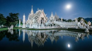 Night Reflection of White Temple