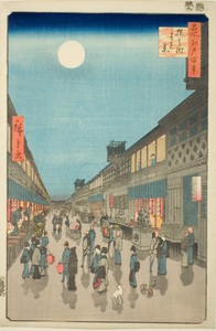 Night View of Saruwaka-machi (Saruwaka-machi yoru no kei), from the series One Hundred Famous Views of Edo (Meisho Edo hyakkei)