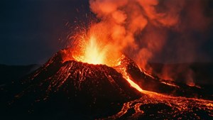 Night Volcano Eruption