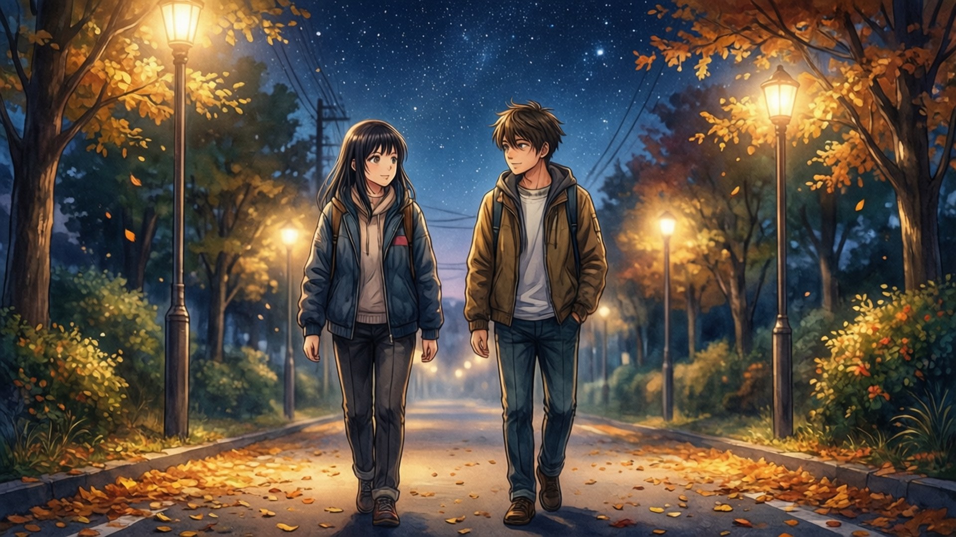 Night Walk Home by Wallpapers.art Studio