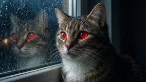 Night Window Cat