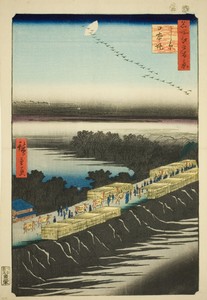 Nihon Embankment, Yoshiwara (Yoshiwara Nihonzutsumi), from the series "One Hundred Famous Views of Edo (Meisho Edo hyakkei)"
