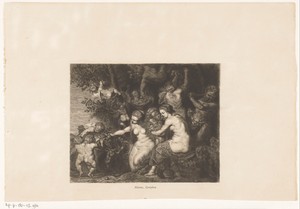 Nimfen, saters en putti tussen de bomen