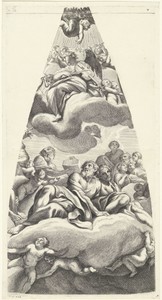 Noach en andere aartsvaderen gezeten op een wolk
