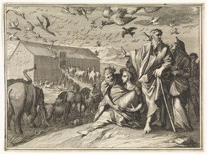 Noach en zijn gezin begeven zich richting de ark