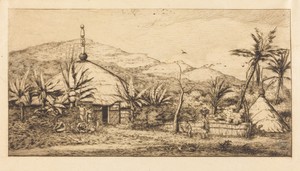 Nouvelle-Calédonie: Grande case indigène sur le chemin de Ballade à Poepo, 1845 (New Caledonia: Large Native Hut on the Road from Balade to Puebo, 1845)