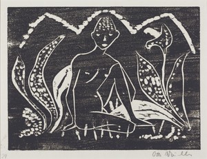 Nude Figure of a Boy in a Landscape (Knabe zwischen Blattpflanzen)