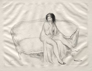 Nude Woman Seated on a Sofa