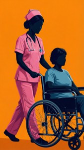 Nurse and Patient Wheelchair