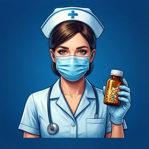 Nurse with Medicine Bottle