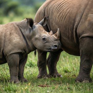 Nursing Rhino Calf