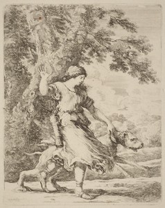 Nymph Holding a Large Dog by a Collar