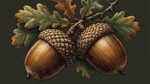 Oak Branch with Acorns