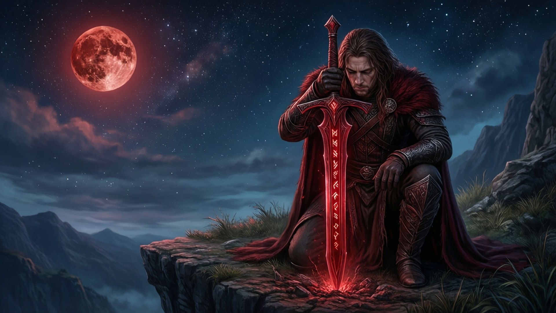 Oath Under the Blood Moon by Wallpapers.art Studio