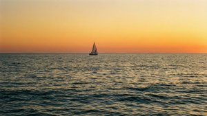 Ocean Sunset Sailboat