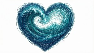 Ocean Wave Scribble Heart