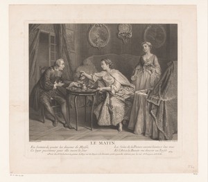 Ochtend: man en vrouw aan de koffie