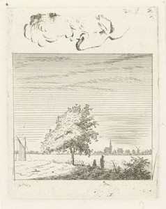 Oefenblad met landschap en gezicht