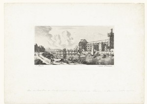 Oever van Seine met Pavillon de Mademoiselle en gedeelte van Louvre aan overkant