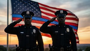 Officers Saluting Flag
