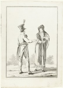 Officier en dame met roos in haar hand
