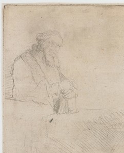 Old Man Lost in Meditation, Leaning on a Book