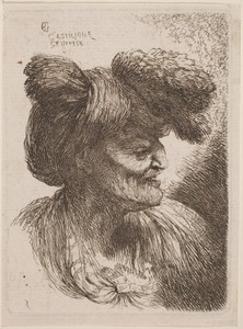 Old Man Wearing a Turban Ornamented with Fur, Facing Right