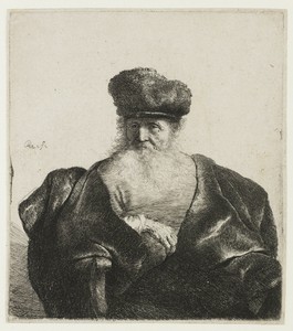 Old man with beard, fur cap, and velvet cloak