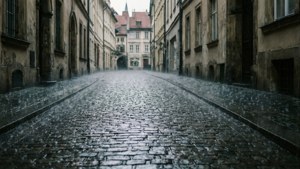 Old Town Cobblestone Rain