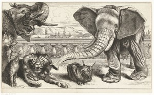 Olifanten, leeuwen en lynxen in de tuinen van Versailles