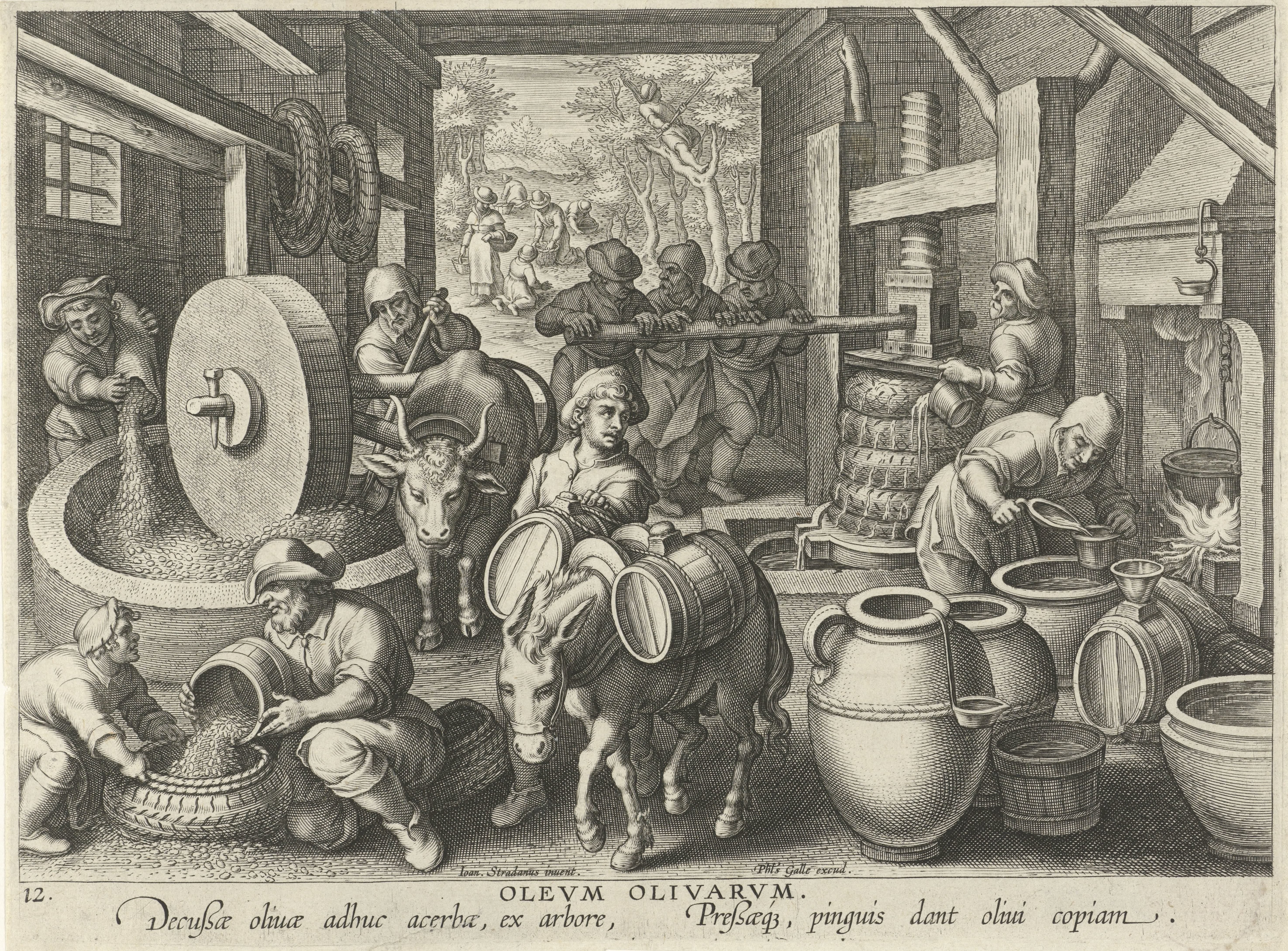 Olijfpers by Jan Collaert (II)