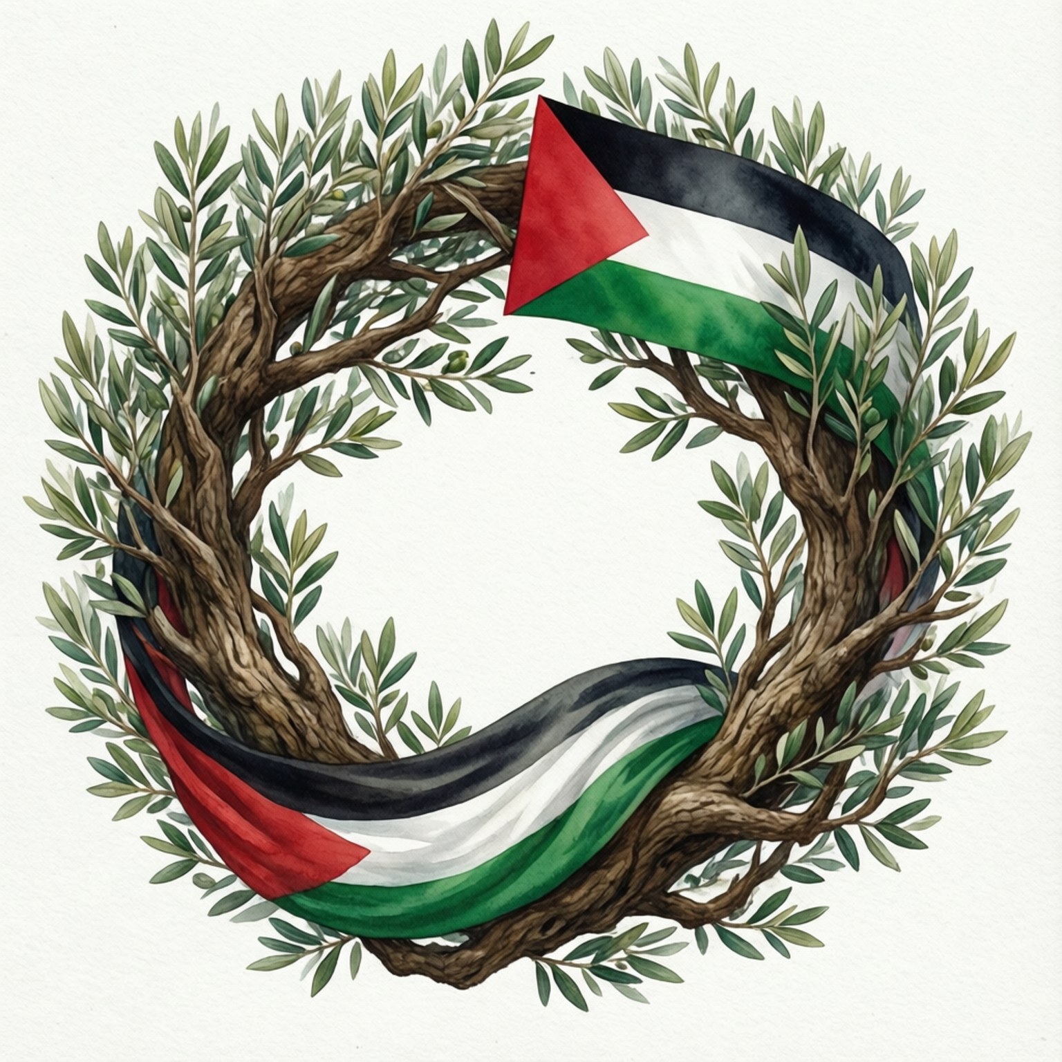 Olive Branch Flag Wreath by Wallpapers.art Studio